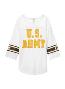Victoria's Secret PINK ARMY Collegiate Collection Boyfriend Jersey Tee  XS, S - Picture 1 of 6
