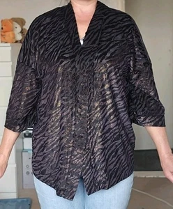 Next Zebra Print Open Front Cardigan Black Golden Bronze Size S - Picture 1 of 11