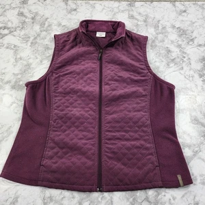 Columbia Fleece Quilted Vest Women's Size M Purple Full Zip Pockets - Picture 1 of 7