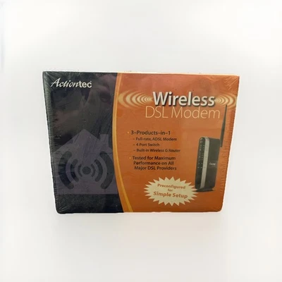 Actiontec 3in1-DSL Modem GT724WGR 4-Port Switch, Wireless G Router New Sealed - Image 1 of 4