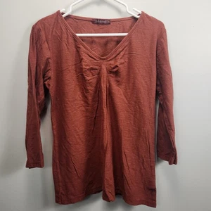 Cut Loose Womens L Rust Knit Swing Top Tunic Lagenlook Asymmetric Tuck Front - Picture 1 of 9