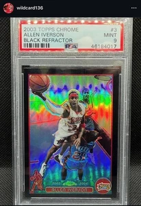 2003 TOPPS CHROME  ALLEN  IVERSON  BLACK REFRACTOR 407/500 PSA 9 - Picture 1 of 2