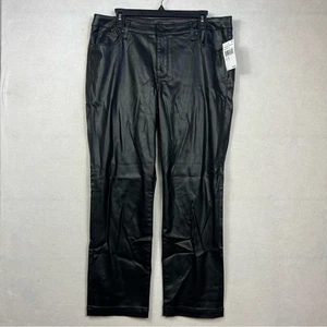 KUT FROM THE KLOTH Reese Ankle Straight NWT Faux Leather Black Pant Jean Size 16 - Picture 1 of 14