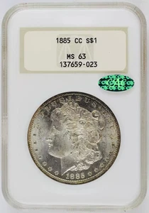 1885 CC Morgan Silver Dollar NGC MS-63 CAC - Picture 1 of 2