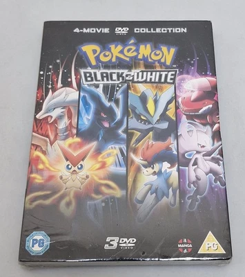 POKEMON 4 MOVIE COLLECTION BLACK & WHITE NEW AND SEALED DVD R2 - Image 1 of 2