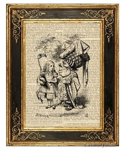 Alicia en el País de las Maravillas Impresión Artística en Página de Libro de Colección Libro de Cuentos Aventuras Duquesa - Imagen 1 de 3