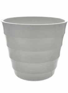 Maceta grande de plástico acanalado blanco - 25 cm de alto / 29 cm de diámetro - Imagen 1 de 1