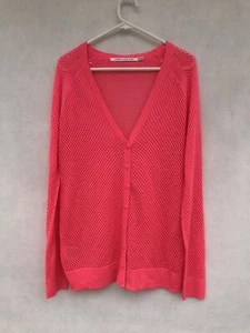 ✨ Womens Lorna Jane Long Sleeve Mesh Knit Cardigan Jumper Top Pink Size M - Picture 1 of 7