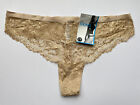 Bnwt M&S Womens Almond Beige Nude Lace Thong Underwear Lingerie Size 16