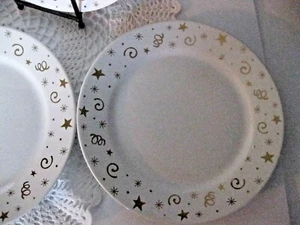 Pampered Chef Dessert Plates Holiday Celebration Stars Swirls #1996 Set of 4 NEW - Picture 1 of 5