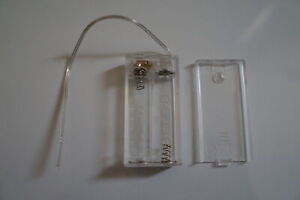 4pcs 2-AA Battery Holder Case Box Transparent With Wire Leads & ON/OFF Switch
