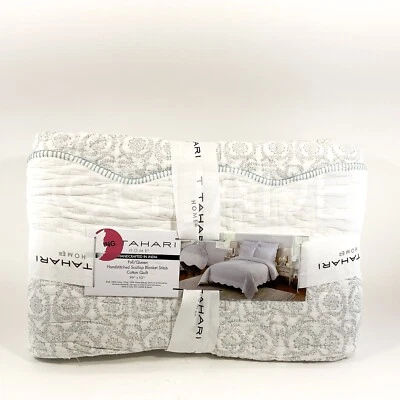 Edredón Tahari Completo/Queen 100% Algodón Hecho a Mano 90" x 92" Nuevo Foto 1 de 4