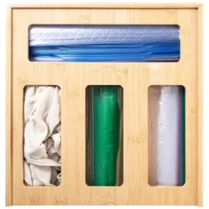 Bamboo Food Bag Storage Organizer for Kitchen Drawer, Durable, Non Slip - Afbeelding 1 van 6