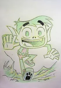 Teen Titans Go! 2013 Leomel Gueta cuaderno de bocetos dibujado a mano lápiz arte Hanna-Barbera - Imagen 1 de 2