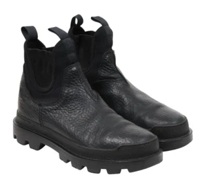 Prada Men Hiking Combat Chelseas Boots US8 UK7 Black Leather Wetlt Sewn Lug - Picture 1 of 11