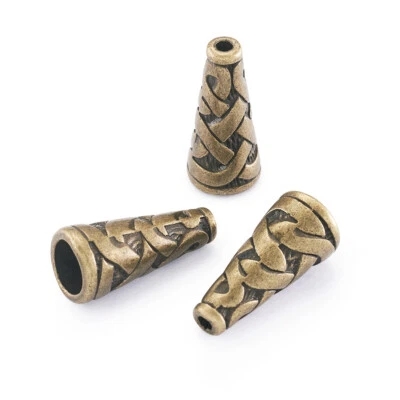 Tapas de cuentas de aleación tibetana decorativas antiguas de bronce 20 piezas cono grande sin níquel 18 mm Foto 1 de 4