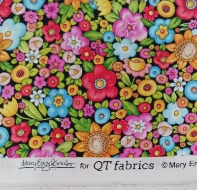 Mary Engelbreit Fabric Mottos to Live By Floral Very Rare, BY FAT QUARTER - Image 1 of 2