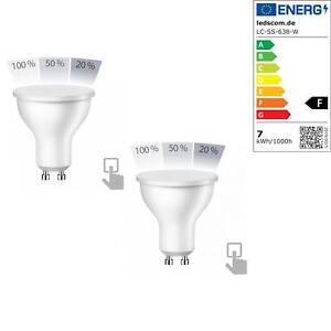 2x GU10 LED bombilla, PAR16, blanca (3900 K), 6,1 W, 609lm, 102°, 3-Stufen-regul