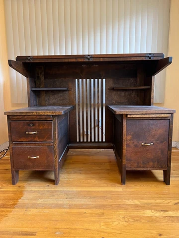 Rare Antique Furniture 1900 The Falls Bank Company Desk Teller Station Cover