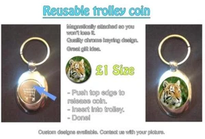 FOTO DEL TIGRE - LLAVERO TOKEN CARRITO DE COMPRAS REUTILIZABLE £1 - GRAN IDEA DE REGALO - Imagen 1 de 1