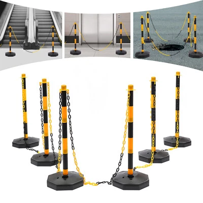 6 Packs Portable Parking Pole 33.5Inch Adjustable Delineator Post With Chains US - Image 1 of 4