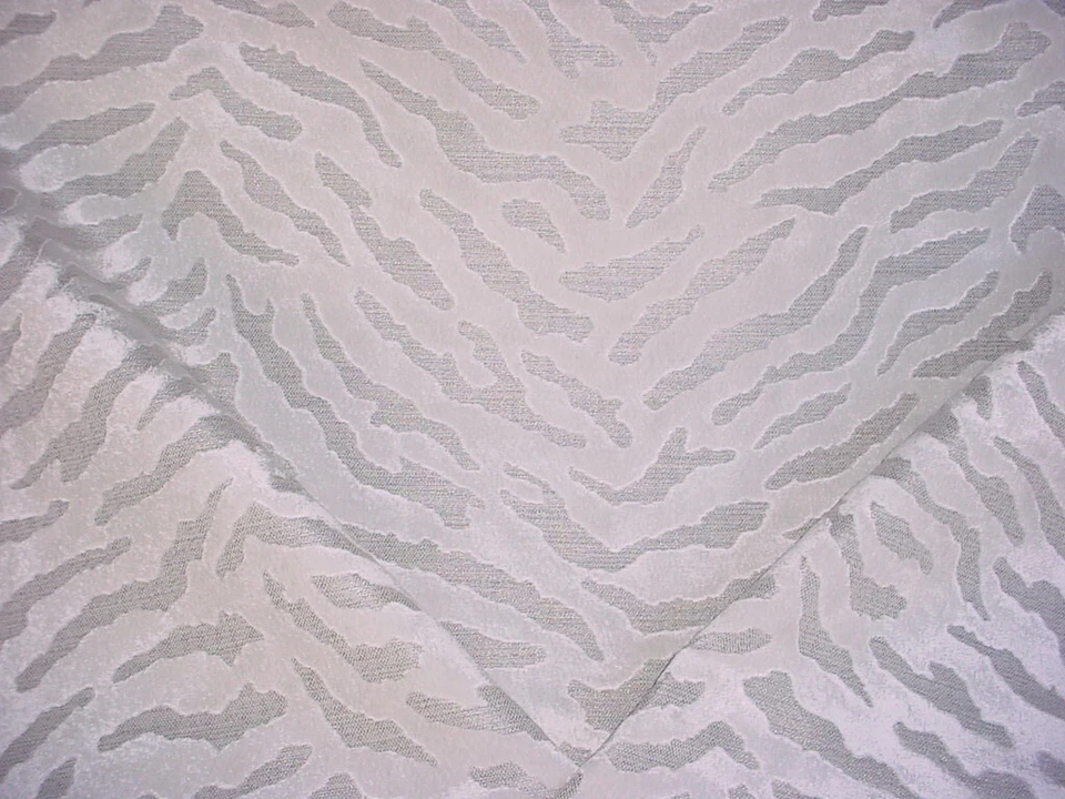 3-1/8Y Zinc Z513 Bengal Moonbeam Gray Tiger Stripe Velvet Upholstery Fabric - Image 1 of 4