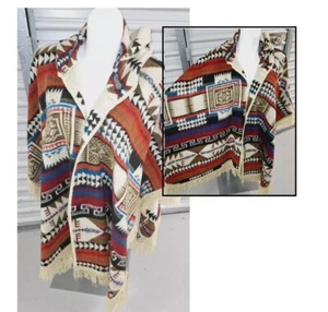 Native Handmade Poncho Hooded Tribal Cape Artisan Wool Alpaca Womens Festival - Picture 1 of 9
