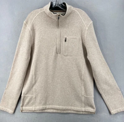 Woolrich Pullover Herren XL hellbraun 1/4 Zip Pulli Fleece Sweatshirt Freizeit Outdoor - Bild 1 von 4