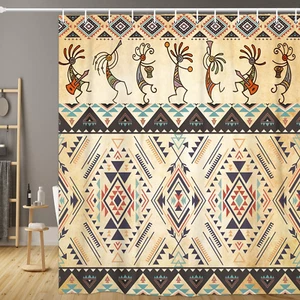 Southwestern Shower Curtain, Southwestern Native America Ethnic Tribal Waterproo - Picture 1 of 9