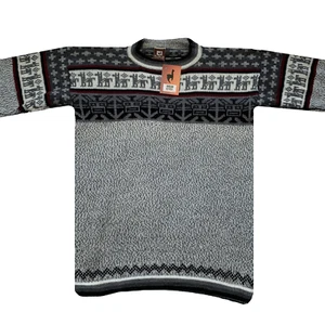 SUDADERA SUÉTER GRIS ALPACA ANDINA HECHA A MANO PARA HOMBRE TALLA L - Imagen 1 de 7
