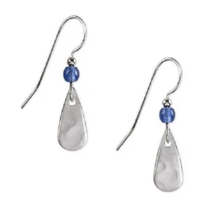 Silver Forest Petite Teardrops with Blue Bead Dangle Earrings - Picture 1 of 1