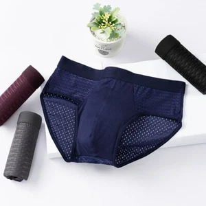 Mesh Underwear Men Briefs Man Panties Knickers Male Underpants Modal Solid Color - Picture 1 of 16