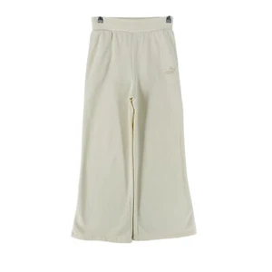 PUMA Women White Relaxed Wide Leg Fit Sweatpants Trousers Size M - Picture 1 of 12