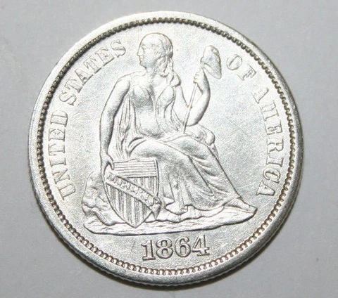 1864 S SEATED LIBERTY DIME  S38 Cover