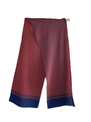 "LUJOSA bufanda azul seda sin marca para hombre con un detallado patrón floral rojo 68""/12""" Foto 1 de 4