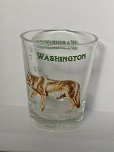Washington Shot Glass W/ Wolf & Wolf Tracks Bar Decor - Picture 1 of 2