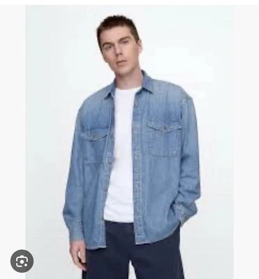 Gap Ultra soft Denim Big Shirt Blue Denim Wash XL Tall XLT  NWT $70 - Image 1 of 4
