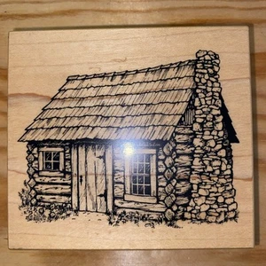 Vintage Log House Rubber Stamp Craft Scrapbook Stamping - Picture 1 of 5