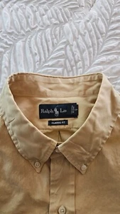 Ralph Lauren Shirt Mens Classic Fit Mustard Short Sleeve Button Down - XXL - Picture 1 of 3
