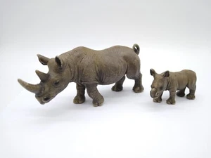 Schleich Rhino African Black Rhinosaurus Adult Male & Baby - Very Good Condition - Picture 1 of 9