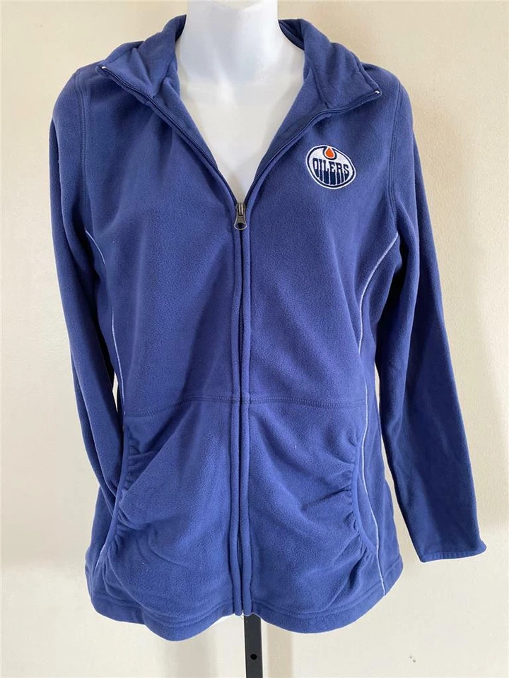 New Edmonton Oilers Womens Sizes S-XL Blue Zip Up Sweater - Image 1 of 4