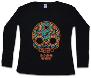 INCA SKULL DAMEN LANGARM T-SHIRT Inka Mayans Maya Aztecs American Indians Sugar - Picture 1 of 1