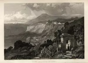 Stampa Antica 1831 = LAGO DI NEMI VEDUTA = LAZIO = ACQUAFORTE Old Engraving - Picture 1 of 1