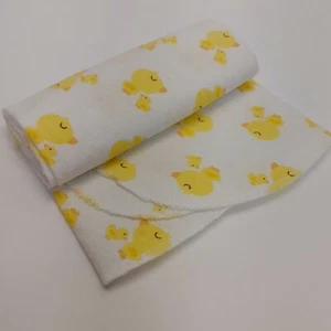 Duck Receiving Baby Blanket Cotton Flannel Yellow White - Picture 1 of 10