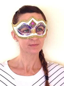VENETIAN COLOMBINA MASQUERADE BALL MASK/CARNIVAL NEW YEAR'S EVE - Picture 1 of 3