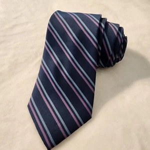 Lands' End Tie Blue and Purple Striped Classic Style Necktie - Picture 1 of 4