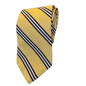 Brooks Brothers Makers Rep Tie 57" Yellow Blue White Striped 100% Silk USA Made - Picture 1 of 4