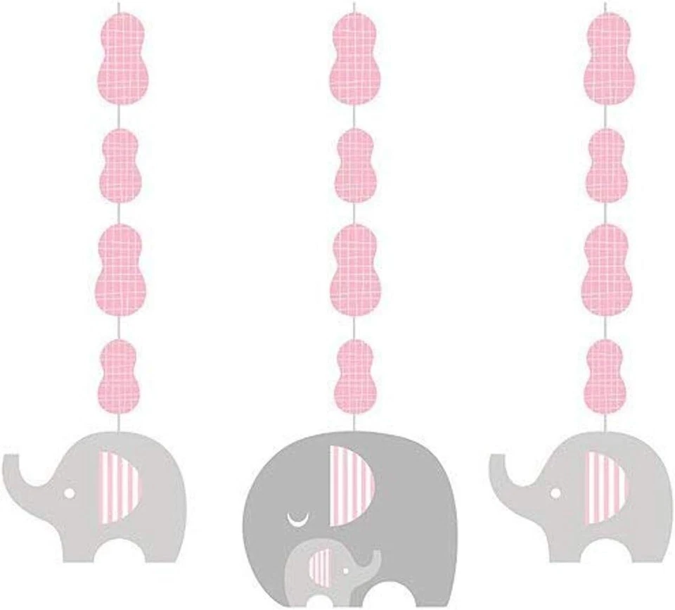 Little Peanut Girl Elephant Animal Baby Shower Party Decoration Hanging Cutouts - Image 1 of 1
