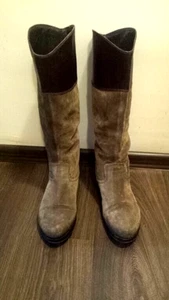 Women Vintage Vero Cuoio Suede Brown Neutral Leather Boots, Pre owned, EU 38.5 - Picture 1 of 9