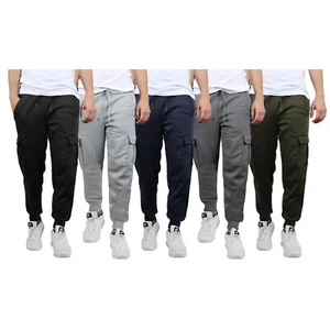 Men Fleece-Lined Cargo Jogger Sweatpants (Size: S-3XL) (3-Pack) FREE SHIP NEW - Picture 1 of 14
